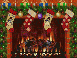 Download Christmas Decorated Fireplace