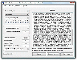 Download Random Number Generator to make random sequences or sets of numbers