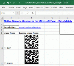 Download Excel Data Matrix 2D Barcode Generator