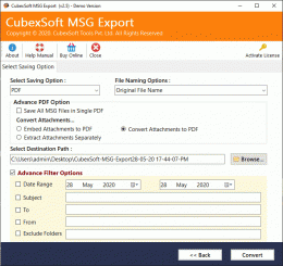 Download Export Multiple Outlook MSG to PDF